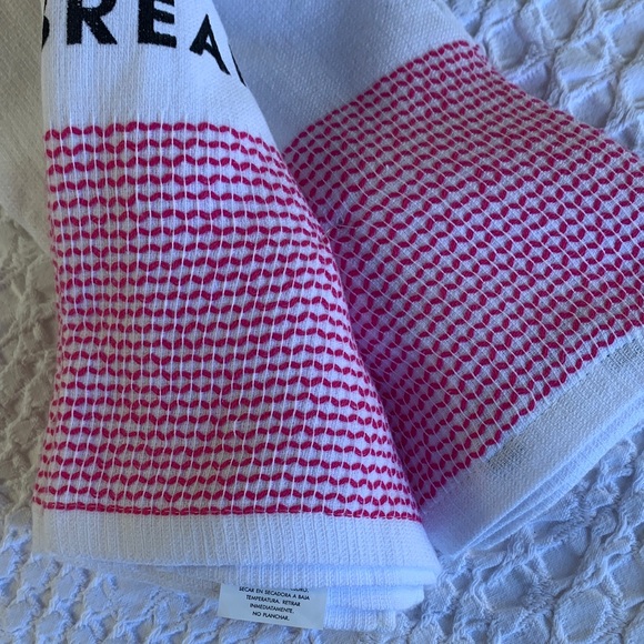 Kate Spade White Pink Kitchen Towels Eat Cake For Breakfast - Picture 8 of 16